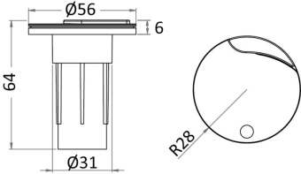 Osculati 11.000.27 - Плоское основание для выдвижных световых мачт 56x64x31  мм