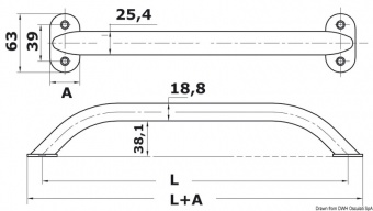 Osculati 41.911.24 - Поручень из трубы овального сечения из нержавеющей стали 600x65 мм 