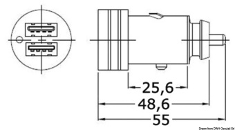 Osculati 14.517.15 - Двойная розетка USB с влагозащитным колпачком 2.1А 12-24В