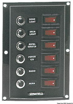 Osculati 14.103.38 - Щиток из полиамида с клавишными выключателями с подсветкой 6 выключателей 
