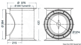 Osculati 02.043.04 - Тоннель LEWMAR для кормового подруливающего устройства Ø 300 мм 