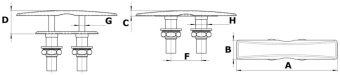 Osculati 40.152.16 - Утапливаемая утка Flat со сверхнизким профилем 160x34 мм 