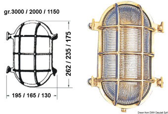 Osculati 32.203.50 - Переборочный светильник водонепроницаемый из полированной латуни OLD MARINA IP54 E27 220/240 В 60 Вт 165 x 235 мм