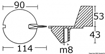 Анод дейдвуда четырехтактного мотора MERCURY/MARINER/MERCRUISER 50 л.с