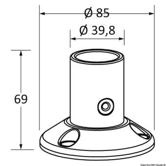 Osculati 48.180.12 - Основание для T-Top 69 х 85 мм трубы 44 мм