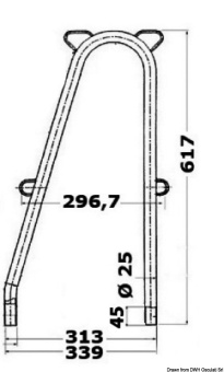 Osculati 41.176.00 - Двойная леерная стойка для внутренних оснований без поперечины, Ø 25x1,5x617 мм 