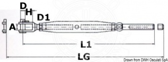 Osculati 07.191.12 - Талреп с неподвижной вилкой и наконечником для обжима на тросе 12 мм 