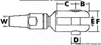 Osculati 05.020.06 - Наконечник LEWMAR из нержавеющей стали 316 с вилкой - 6 мм (1 компл. по 1 шт.)