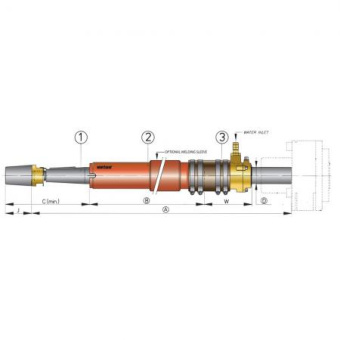 Vetus BS30/0500 Steel stern tube with cutlass bearing, Ø 30 mm, 500 mm in length
