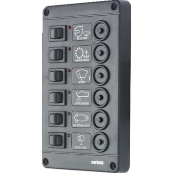Vetus P6CB12 Switch panel type P 6 with 6 circuit breakers, 12 V