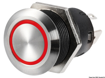 Osculati 14.215.15 - Выключатель кнопочный Flat 10А 24B IP67 синий светодиод (ON)-OFF