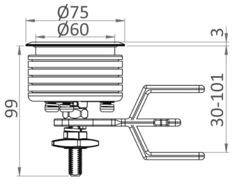 Osculati 38.161.45 - Рукоятка для щитов пайола Eclipse (medium) для каюты яхтсмена или больших рундуков N.5 MK2 Ø 75 мм 