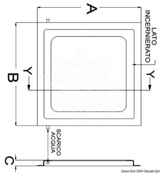 Osculati 19.441.44 - Водотводной фланец для квадратных Flush Hatch 630 x 630 мм (1 компл. по 1 шт.)