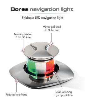 Osculati 11.053.05 - Выдвижной светодиодный комбинированный огонь Borea красный/зелёный 112,5°/112,5° 12/24 В видимость 2 мили