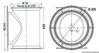 Osculati 02.043.01 - LEWMAR туннель для кормового подруливающего устройства Ø 140 мм