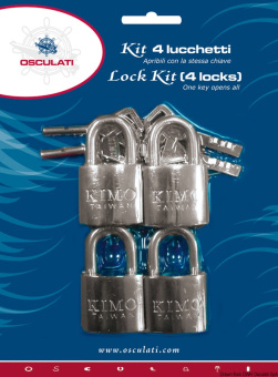 Osculati 38.022.34 - Комплект из 4-х навесных замков с единым ключом системы Abloy скоба 30x20 мм