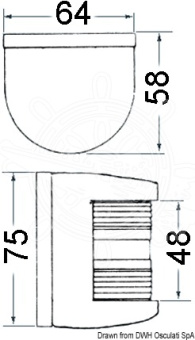Osculati 11.414.02 - Utility 85 навигационный огонь зелёный 112,5° 12В 10Вт 75x64x58мм из полированной нержавеющей стали для судов до 12м