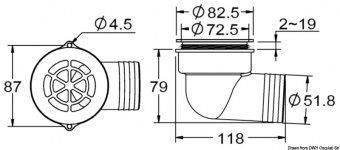Osculati 17.126.01 - Угловой шпигат 90° с обратным клапаном 1.5" 