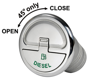Osculati 20.366.13 - Горловина заливная Quick Lock для дизеля под шланг Ø50мм 96мм угловая 30° без замка из нержавеющей стали