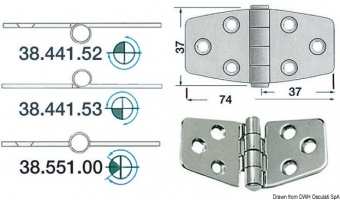 Osculati 38.441.53 - Петли 2 мм для откидных элементов, 74x37 мм 