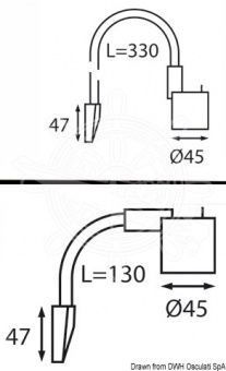 Osculati 13.239.05 - Галогенный точечный светильник на поворотном кронштейне для изголовья кровати / штурманский 330 мм 12 В, серебристый титановый (1 компл. по 1 шт.)