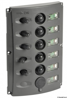 Osculati 14.850.05 - Электрический щиток влагозащищенный IP65 с 5 тумблерами + USB 12В 37А 165x115 мм