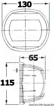 Osculati 11.411.31 - Бортовой огонь Sphera Design Maxi 20 красный 112,5° 24 В 15 Вт 130 x 65 x 115 мм в белом корпусе