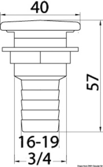 Osculati 20.275.19 - Вентиляционная головка топливного бака под шланг Ø20мм прямая из хромированной латуни