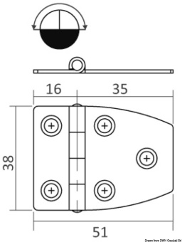 Osculati 38.491.30 - Петля асимметричная из нержавеющей стали 51,5 x 38 x 1,7 мм (6 шт)