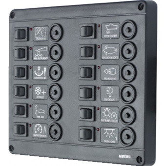 Vetus P12CB24 Switch panel type P12 with 12 circuit breakers, 24 V