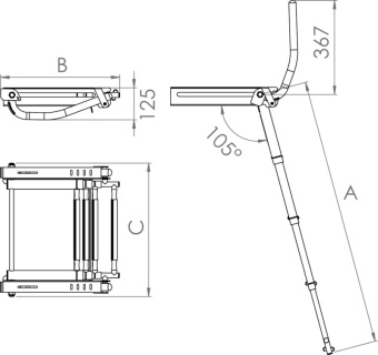 Osculati 49.577.04 - Лестница EasyUp под платформу 480x440 мм
