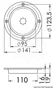 Osculati 20.100.20 - Герметичный инспекционный люк с системой быстрого открытия Ø95 мм 