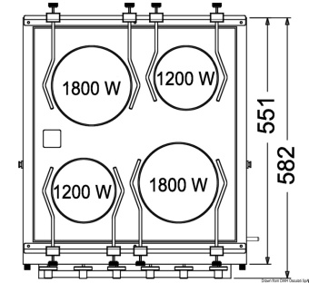 Osculati 50.390.04 - Электроплита четырёхконфорочная с духовкой из зеркально полированной нержавеющей стали TECHIMPEX Horizon 530 x 582 x 475 мм 