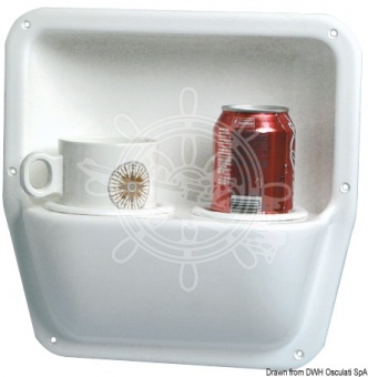 Osculati 20.029.00 - Боковой карман с подставкой для стаканов/чашек/бутылок 290x290x64мм из белого пластика