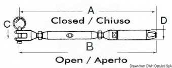 Osculati 07.190.06 - Талреп с тросовым наконечником на зажимных винтах из нержавеющей стали Ø троса 5/6 мм 