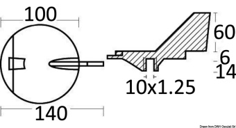Osculati 43.270.00 - Цинковый триммер Yamaha 6J9-4537101 для моторов 100/220 л.с Ø 100 мм вращение вправо