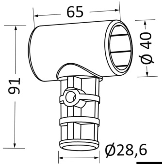 Osculati 48.180.03 - Тройник для T-Top 91 х 65 мм трубы 32 мм