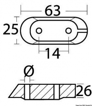 Osculati 43.260.44 - Алюминиевый анод стойки для четырехтактных Yamaha 4/70 HP 