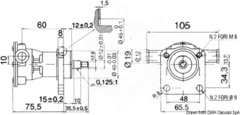 Osculati 16.044.00 - Помпа Nauco FPR0012 патрубок 20 мм для моторов Perkins 3/4 цилиндровых