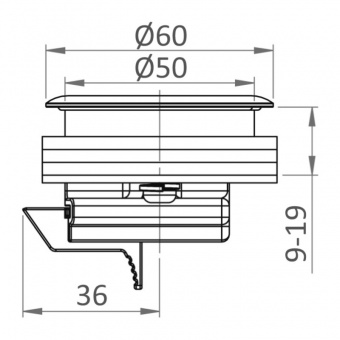 Osculati 38.163.02 - Ручка для люков пайолов Eclipse PUSH LOCK (распорное запирание) с замком Ø 60 мм 