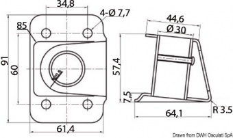 Osculati 41.173.20 - Основание для леерных стоек из полированной нержавеющей стали, 4° для труб 25 мм 