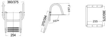 Osculati 49.546.33 - Телескопическая лестница с 3 ступенями (черная) с ручками