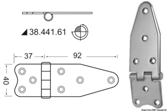 Osculati 38.441.61 - Фрикционная петля из полированной нержавеющей стали 129x40x2 мм (3 шт)
