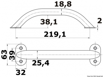 Osculati 41.911.09 - Поручень из трубы овального сечения из нержавеющей стали 219x56 мм 