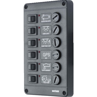 Vetus P6F24 Switch panel type P 6 with 6 fuses, 24 V
