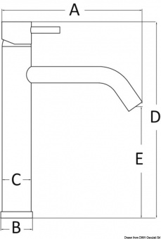 Osculati 17.003.01 - Кран из хромированной латуни для высокой раковины 215 мм