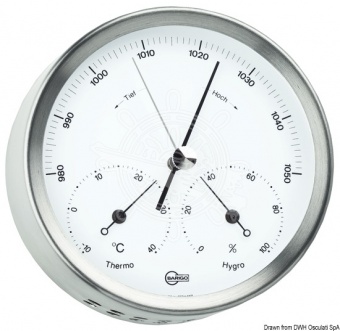 Osculati 28.075.01 - Кварцевые часы BARIGO + барометр/гигрометр/термометр из нержавеющей стали, Ø 162 мм 