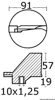 Osculati 43.253.01 - Цинковый триммер Yamaha 6K1-4537100 для моторов 100/200 л.с. Ø 92 мм вращение влево