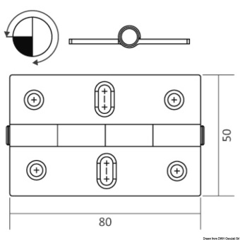 Osculati 38.814.03 - Фрикционная петля для люков/крышек рундуков/дверей 80x50x2мм из полированной нержавеющей стали AISI316 (4 шт)
