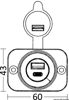 Osculati 14.516.05 - Двойной разъем USB Type A+C 12/24В выходы 5В 2,1А из чёрного полиамида